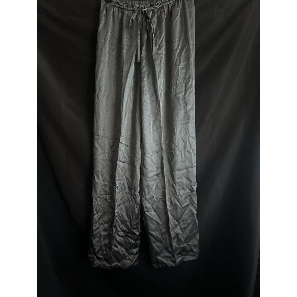 Victoria's Secret Gray 100% Silk Satin Wide Leg Pajama Pants Siz S Lounge